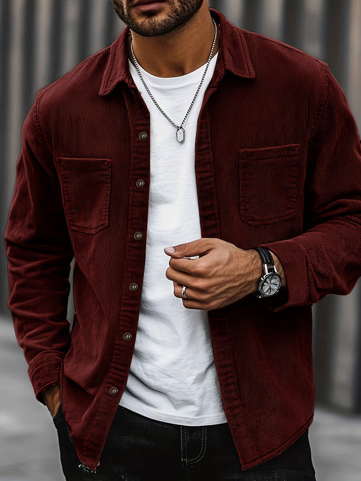 Bryce | Sobrecamisa de manga comprida para homem, com bolsos e botões