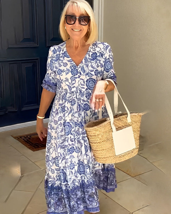 Keisha | Vestido floral elegante com decote em V
