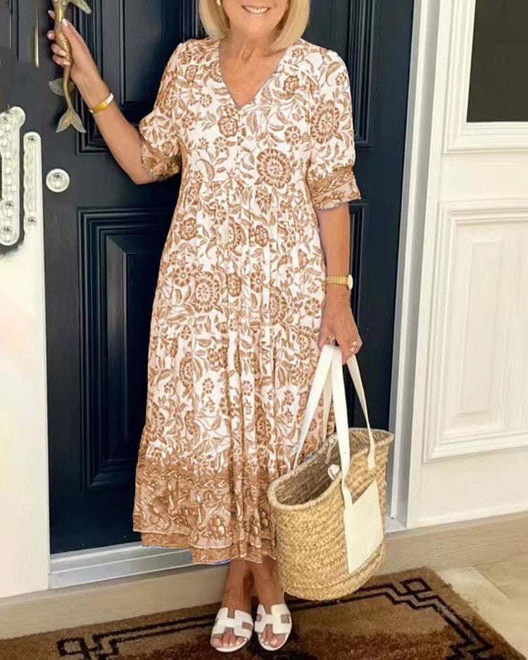 Keisha | Vestido floral elegante com decote em V