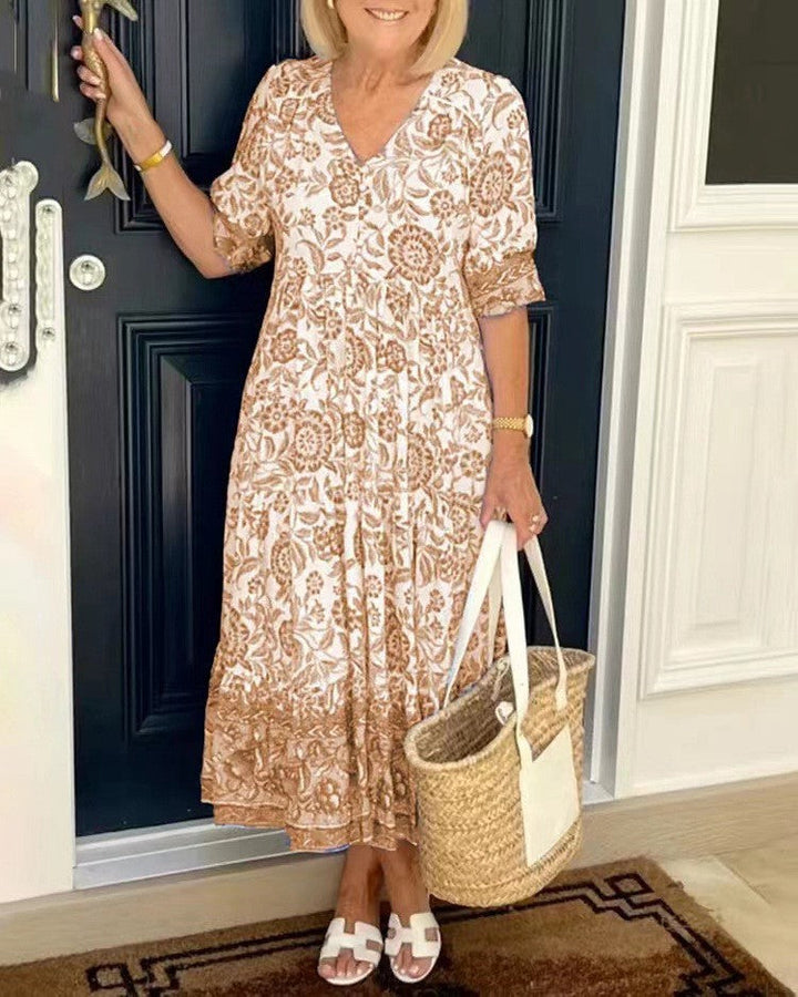 Keisha | Vestido floral elegante com decote em V