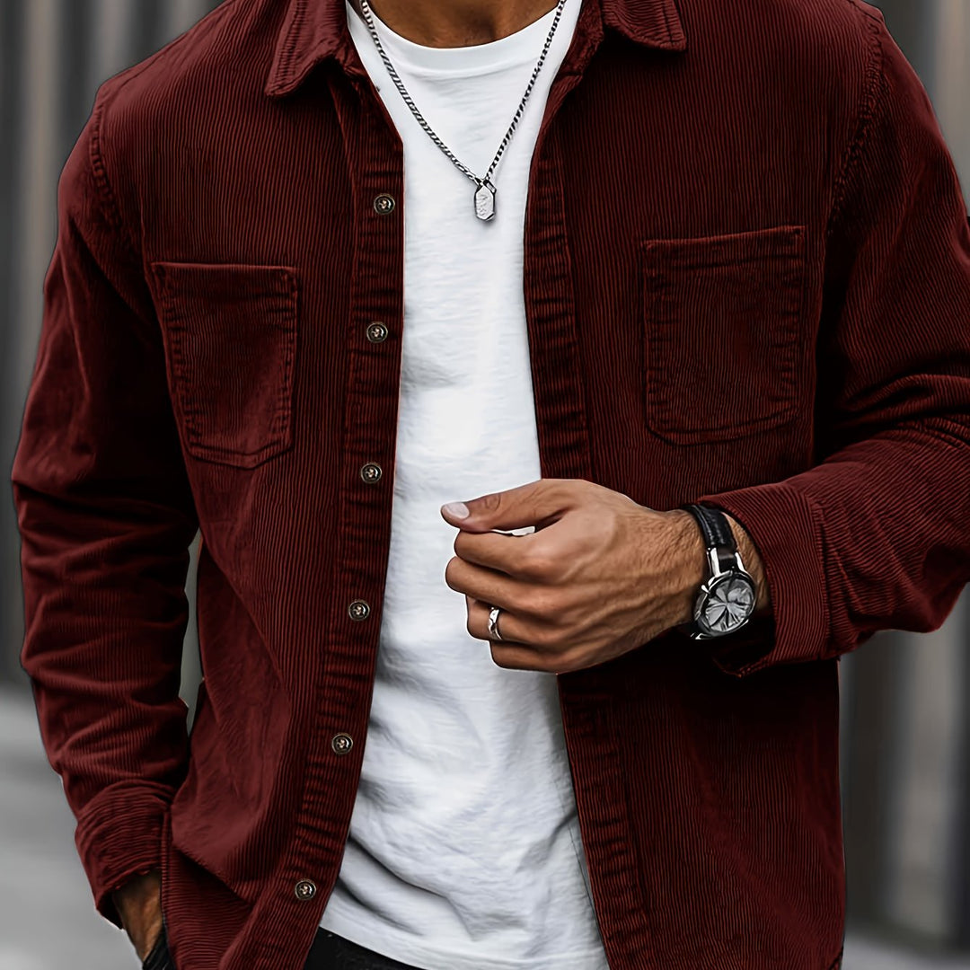 Bryce | Sobrecamisa de manga comprida para homem, com bolsos e botões