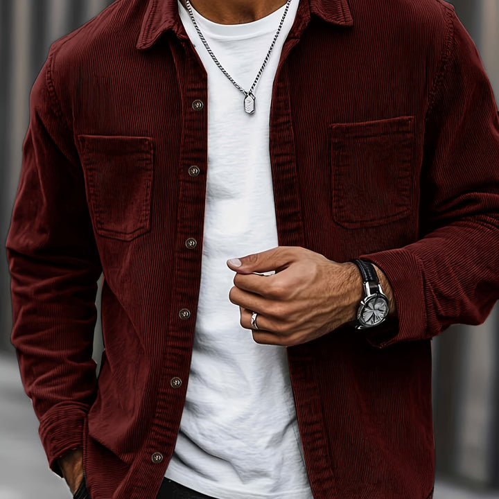 Bryce | Sobrecamisa de manga comprida para homem, com bolsos e botões