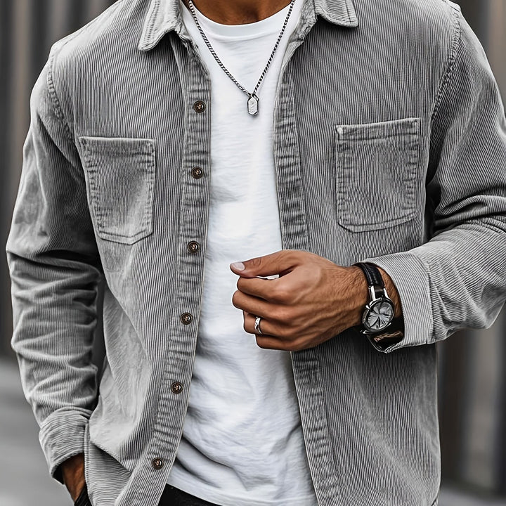 Bryce | Sobrecamisa de manga comprida para homem, com bolsos e botões