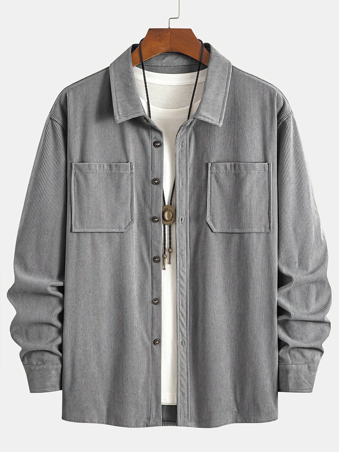 Bryce | Sobrecamisa de manga comprida para homem, com bolsos e botões