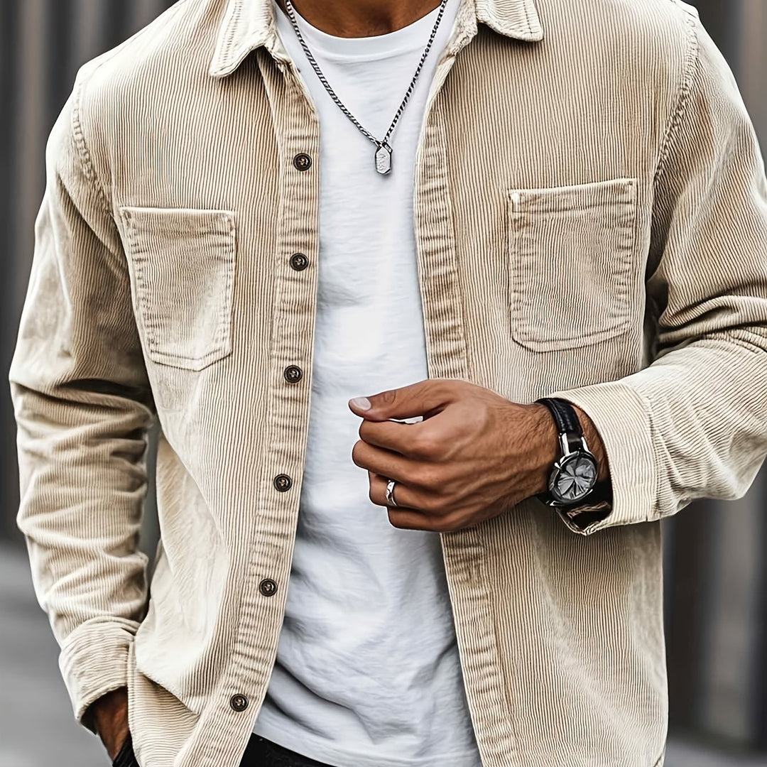 Bryce | Sobrecamisa de manga comprida para homem, com bolsos e botões