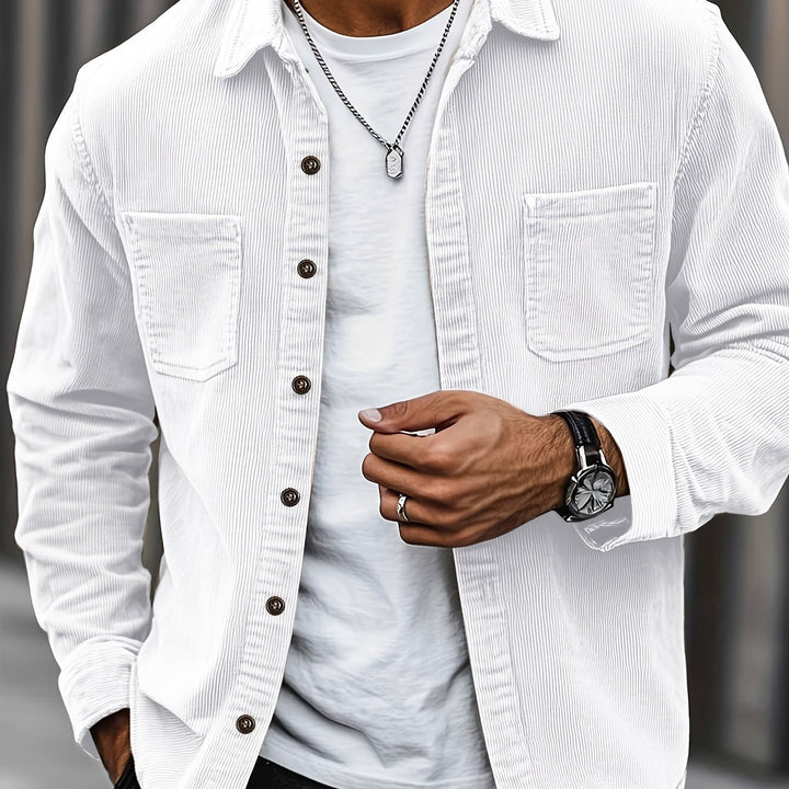 Bryce | Sobrecamisa de manga comprida para homem, com bolsos e botões