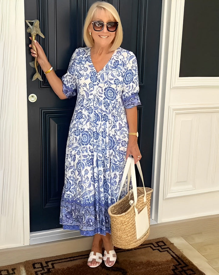 Keisha | Vestido floral elegante com decote em V