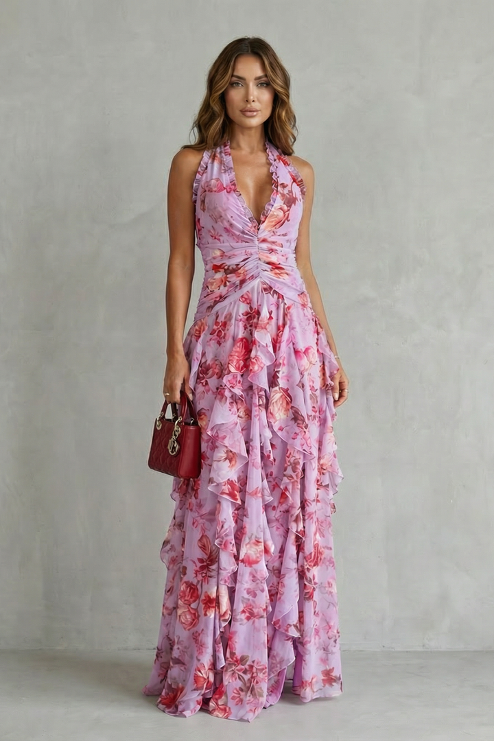 Belladina | Abito maxi floreale da donna con volant