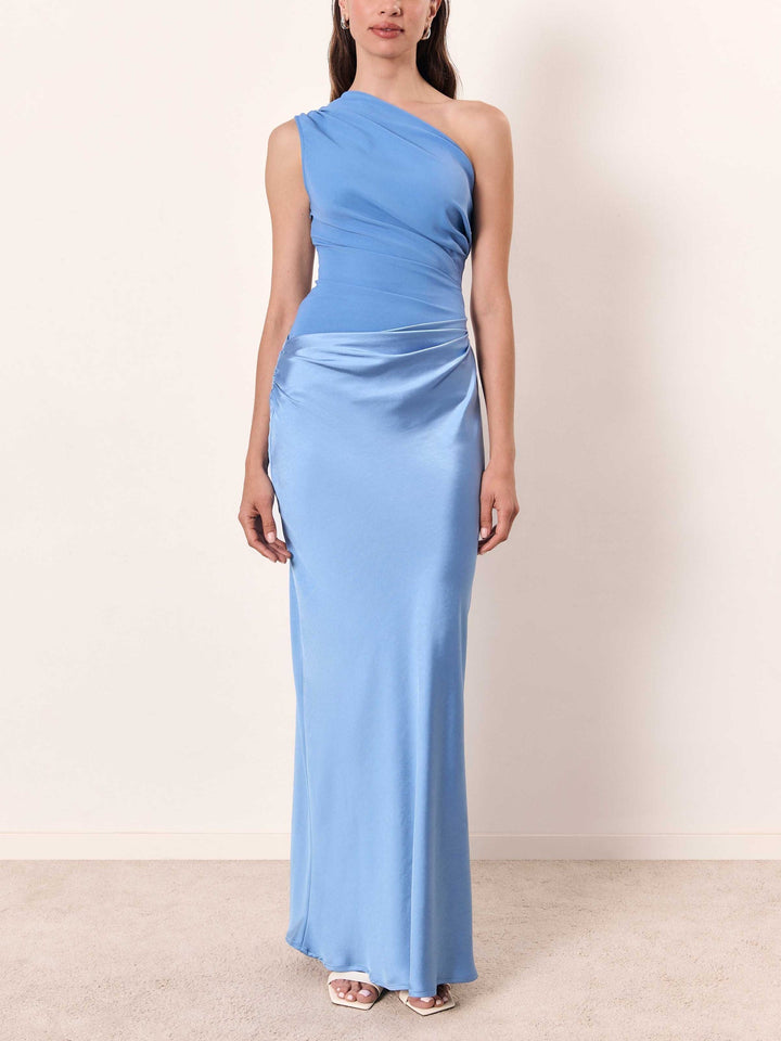 Anita™ | Elegante vestido largo de un hombro con pliegues para fiestas