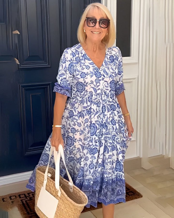 Keisha | Vestido floral elegante com decote em V