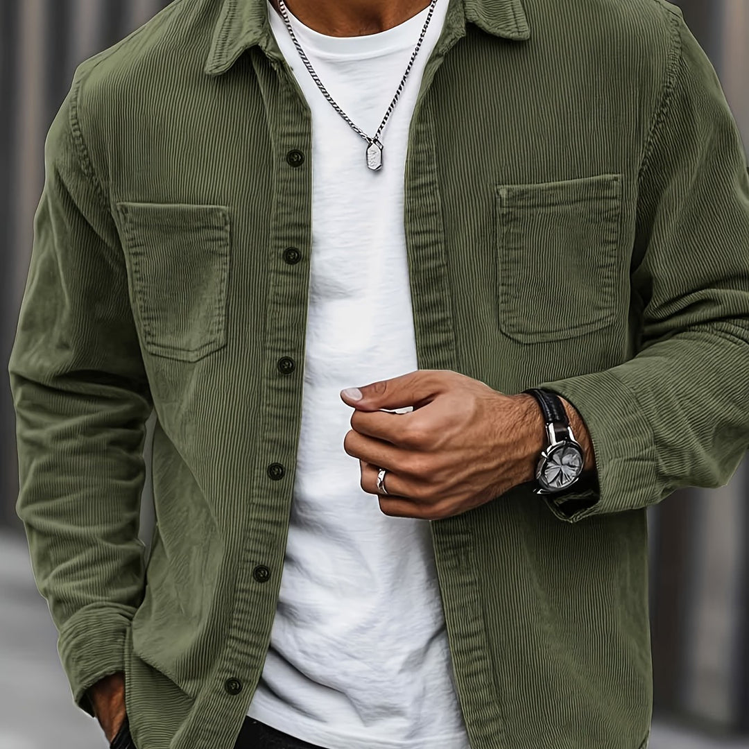 Bryce | Sobrecamisa de manga comprida para homem, com bolsos e botões