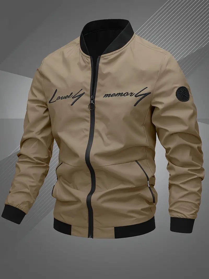 Finn - Bomber casual da uomo con lettera ricamata