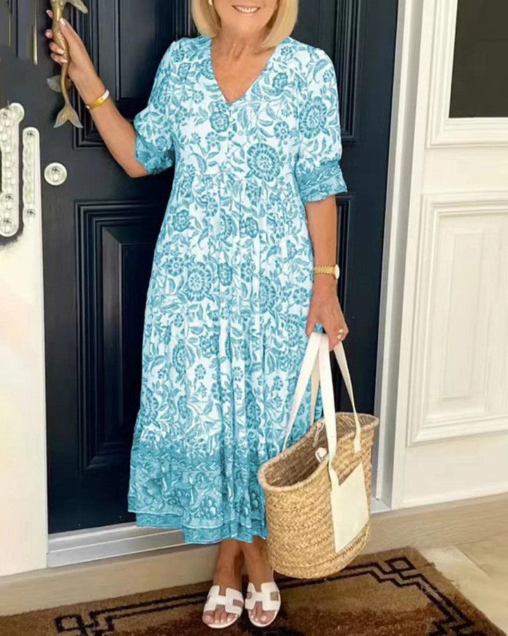 Keisha | Vestido floral elegante com decote em V