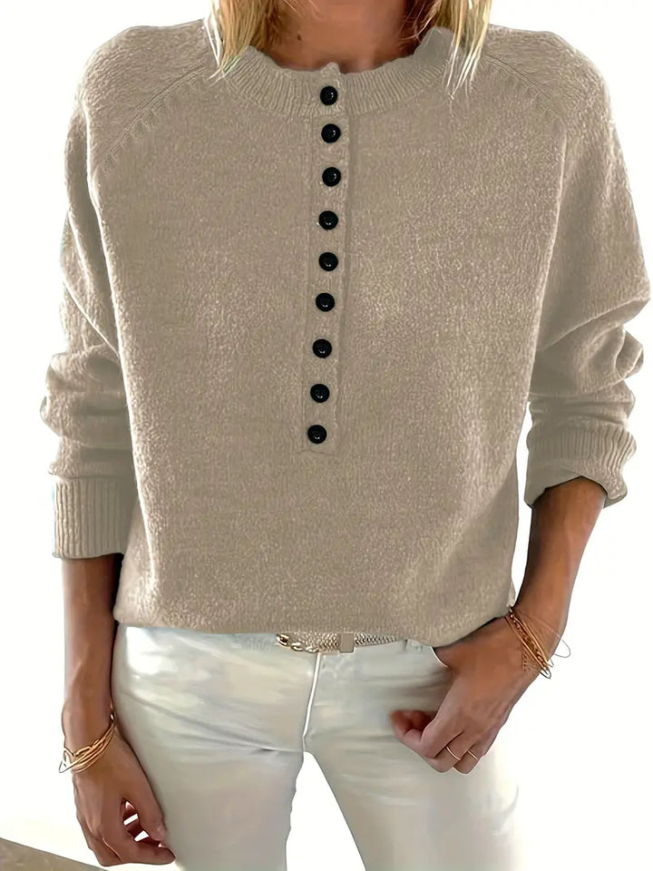 Caroline - Pullover robusto con mezza abbottonatura