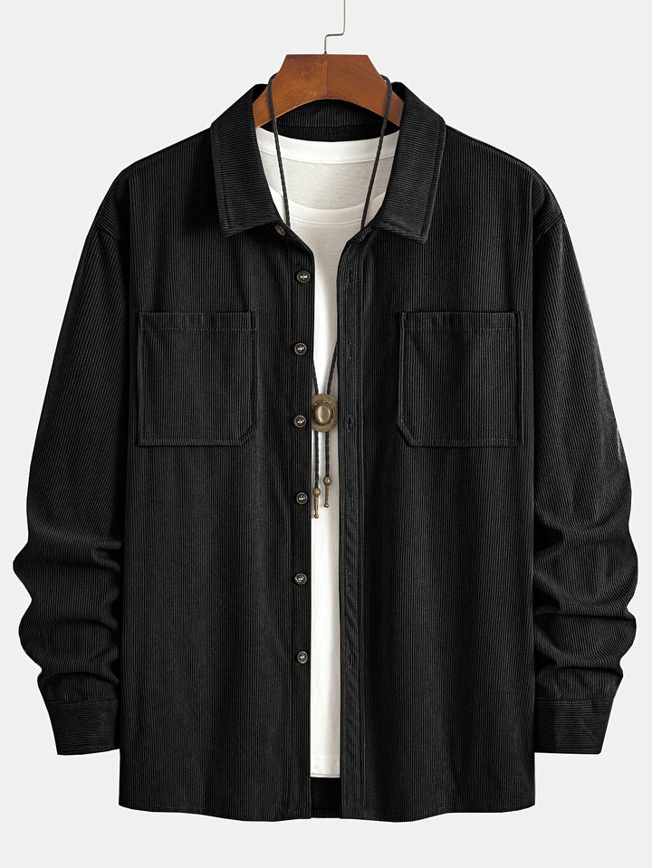 Bryce | Sobrecamisa de manga comprida para homem, com bolsos e botões