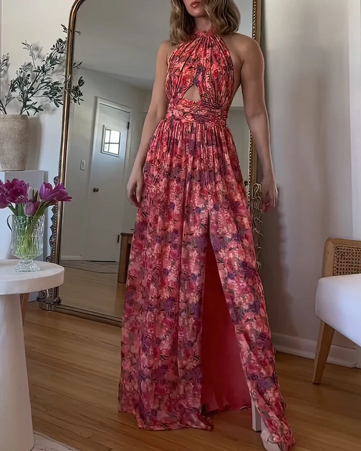Isa | Vestido largo floral para mujer con abertura
