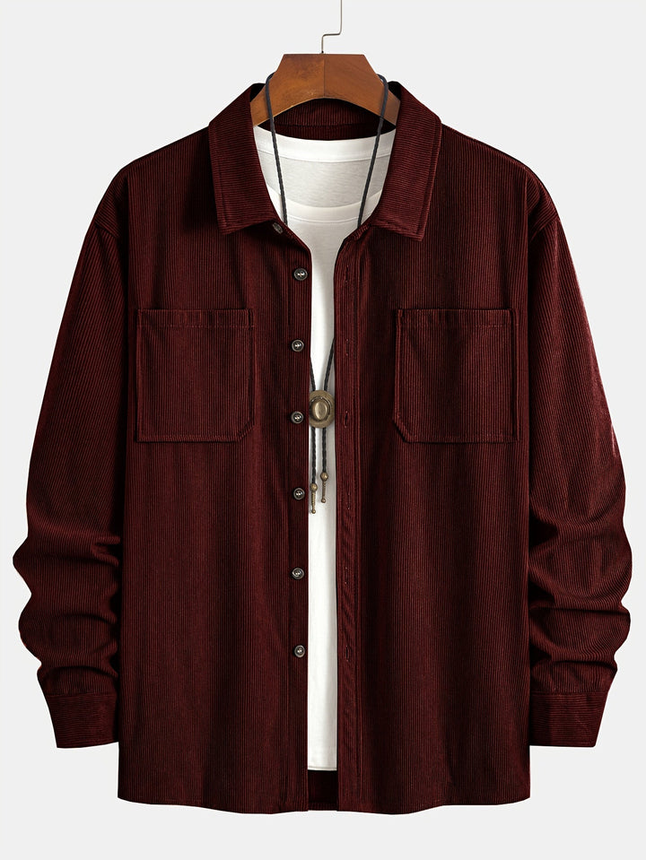 Bryce | Sobrecamisa de manga comprida para homem, com bolsos e botões