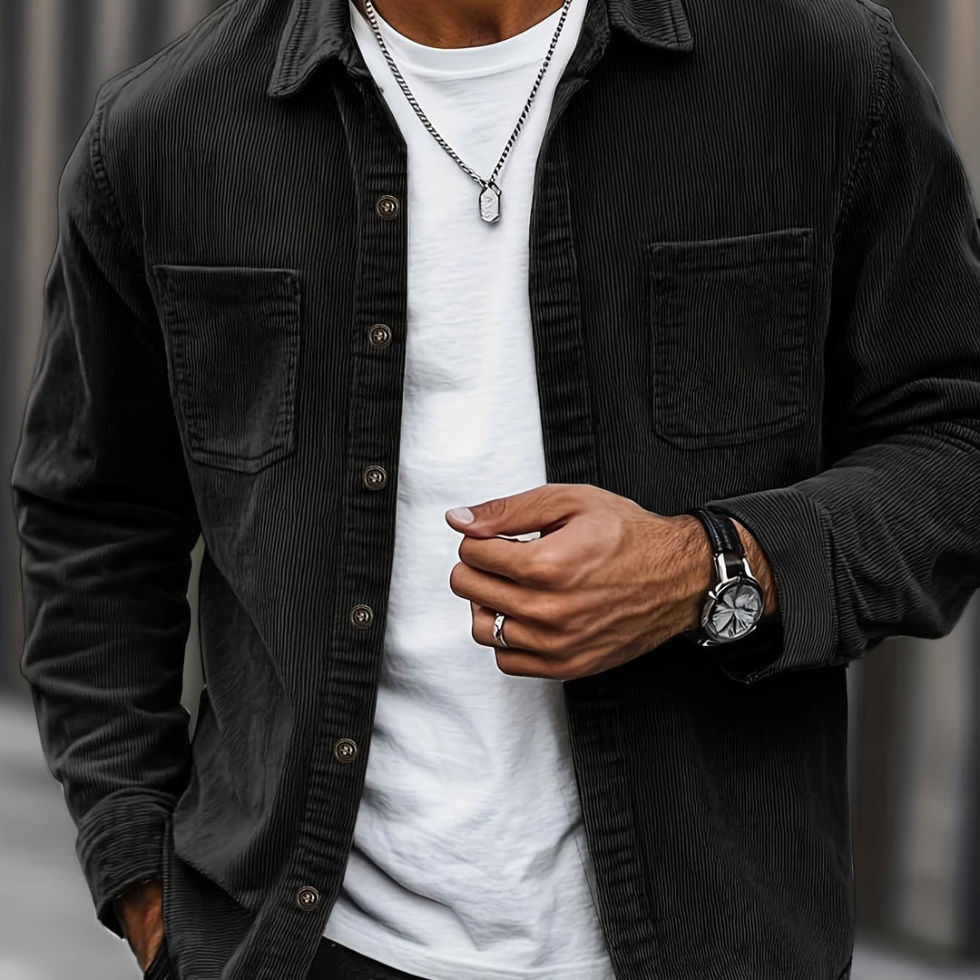 Bryce | Sobrecamisa de manga comprida para homem, com bolsos e botões