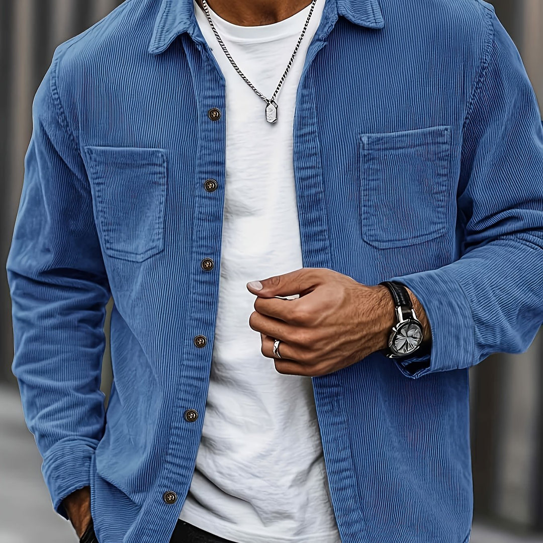 Bryce | Sobrecamisa de manga comprida para homem, com bolsos e botões