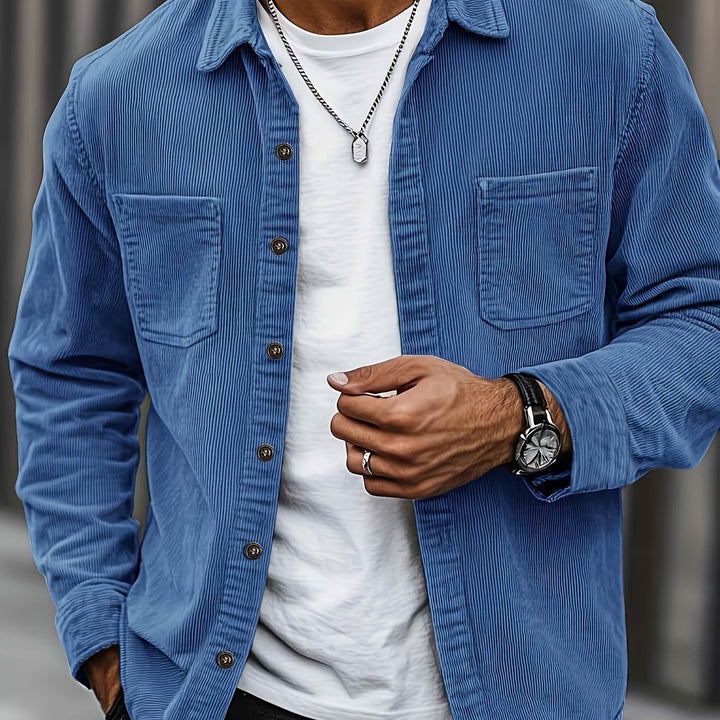 Bryce | Sobrecamisa de manga comprida para homem, com bolsos e botões