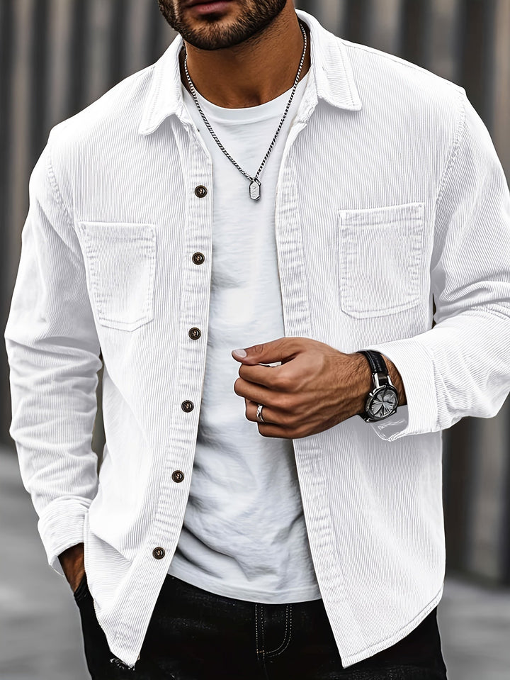 Bryce | Sobrecamisa de manga comprida para homem, com bolsos e botões