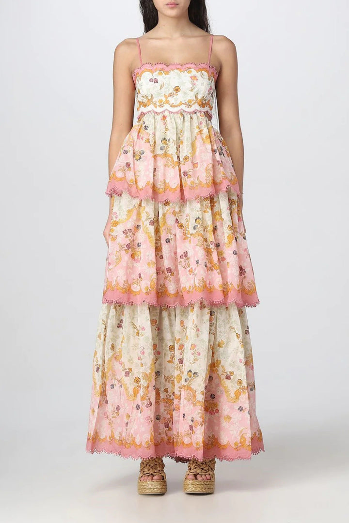 Abito maxi floreale da donna senza maniche