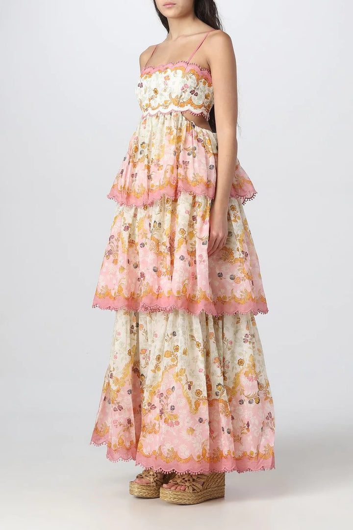 Abito maxi floreale da donna senza maniche