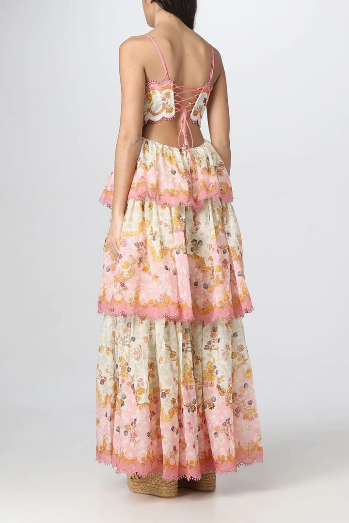 Abito maxi floreale da donna senza maniche