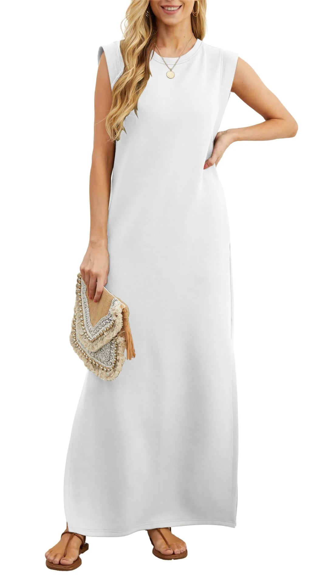 Denise™ - Vestido largo informal, holgado, con abertura y resistente a las arrugas