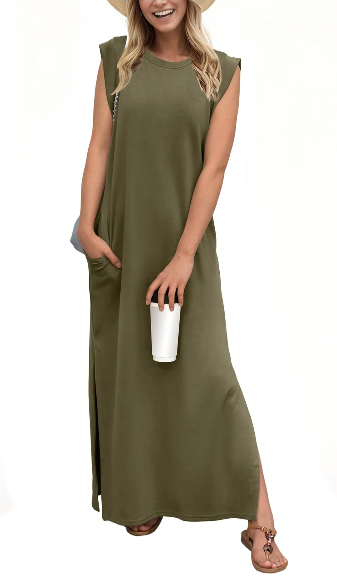 Denise™ - Vestido largo informal, holgado, con abertura y resistente a las arrugas