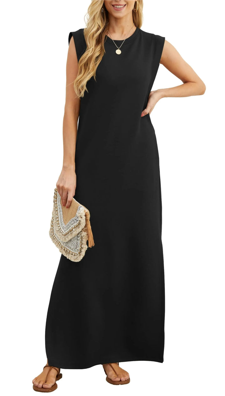 Denise™ - Vestido largo informal, holgado, con abertura y resistente a las arrugas