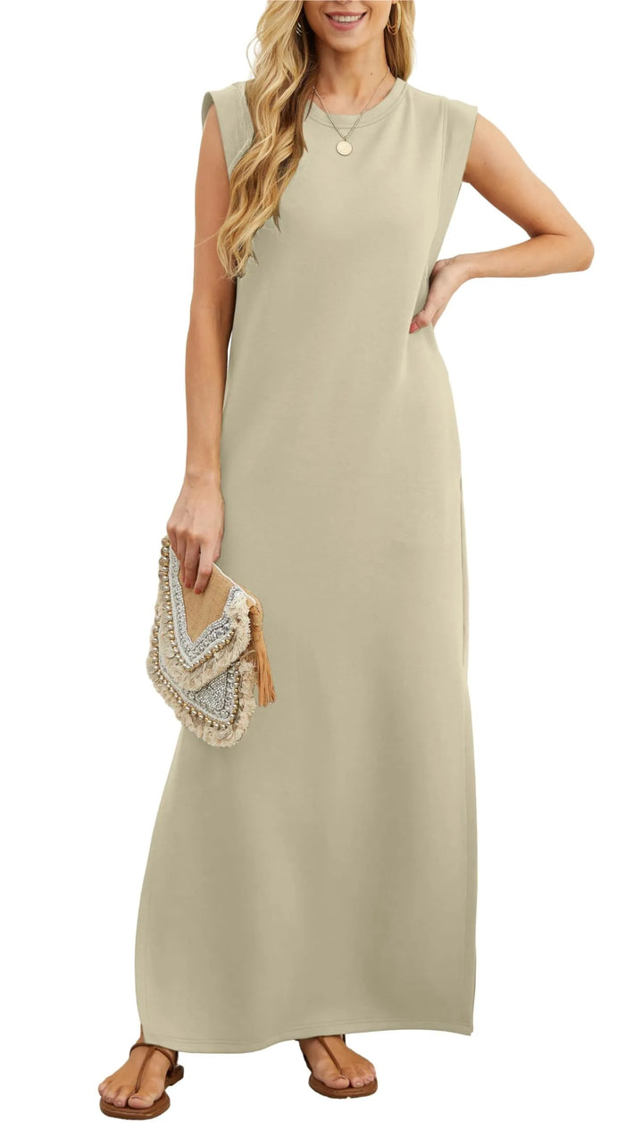 Denise™ - Vestido largo informal, holgado, con abertura y resistente a las arrugas