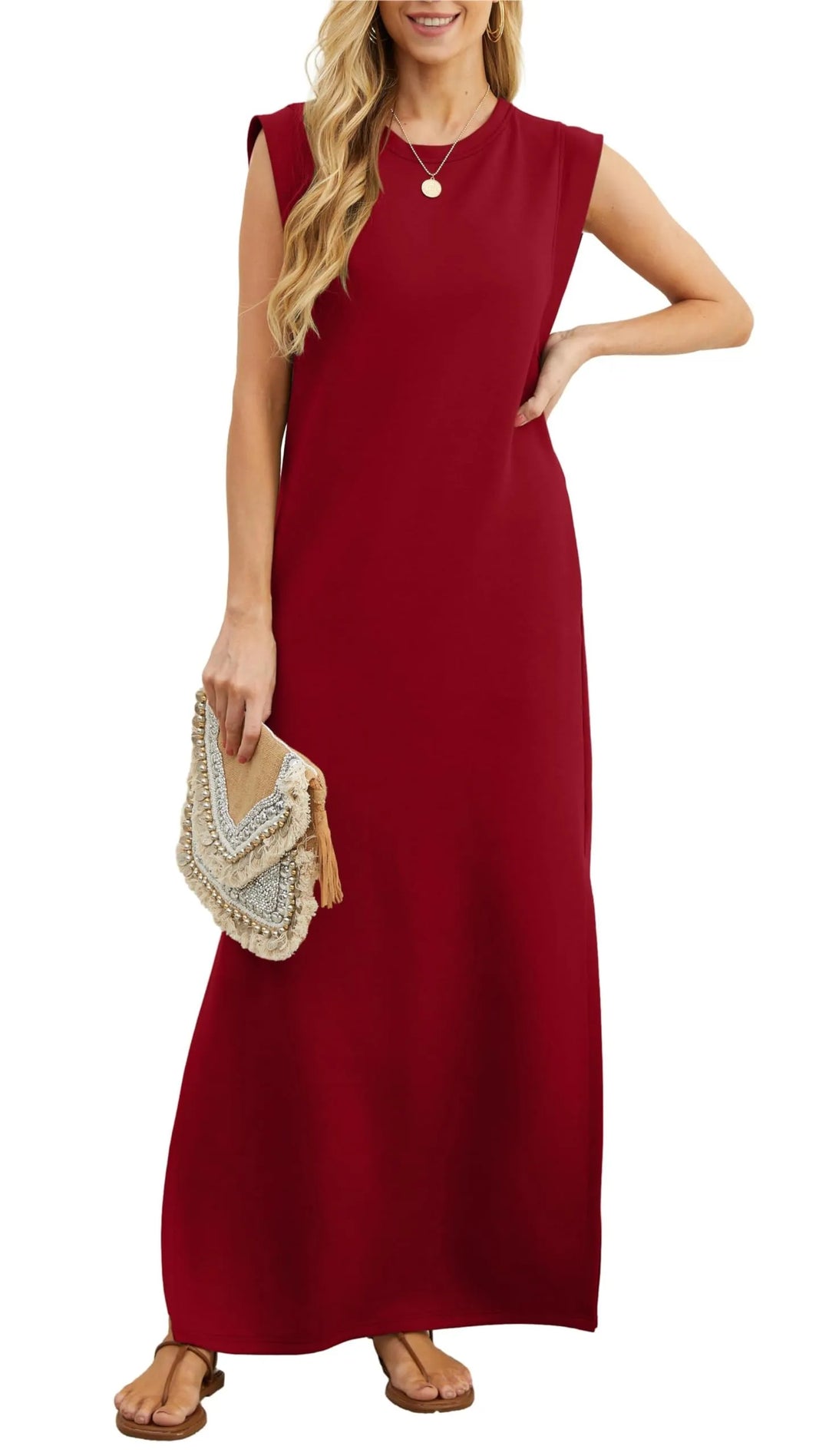 Denise™ - Vestido largo informal, holgado, con abertura y resistente a las arrugas