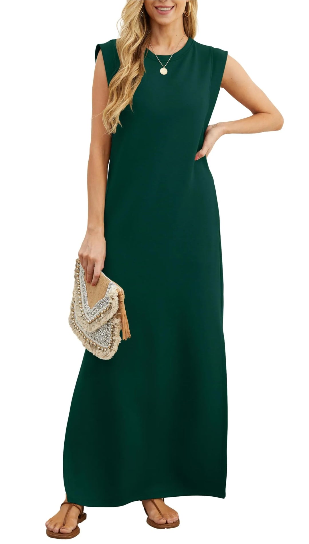 Denise™ - Vestido largo informal, holgado, con abertura y resistente a las arrugas