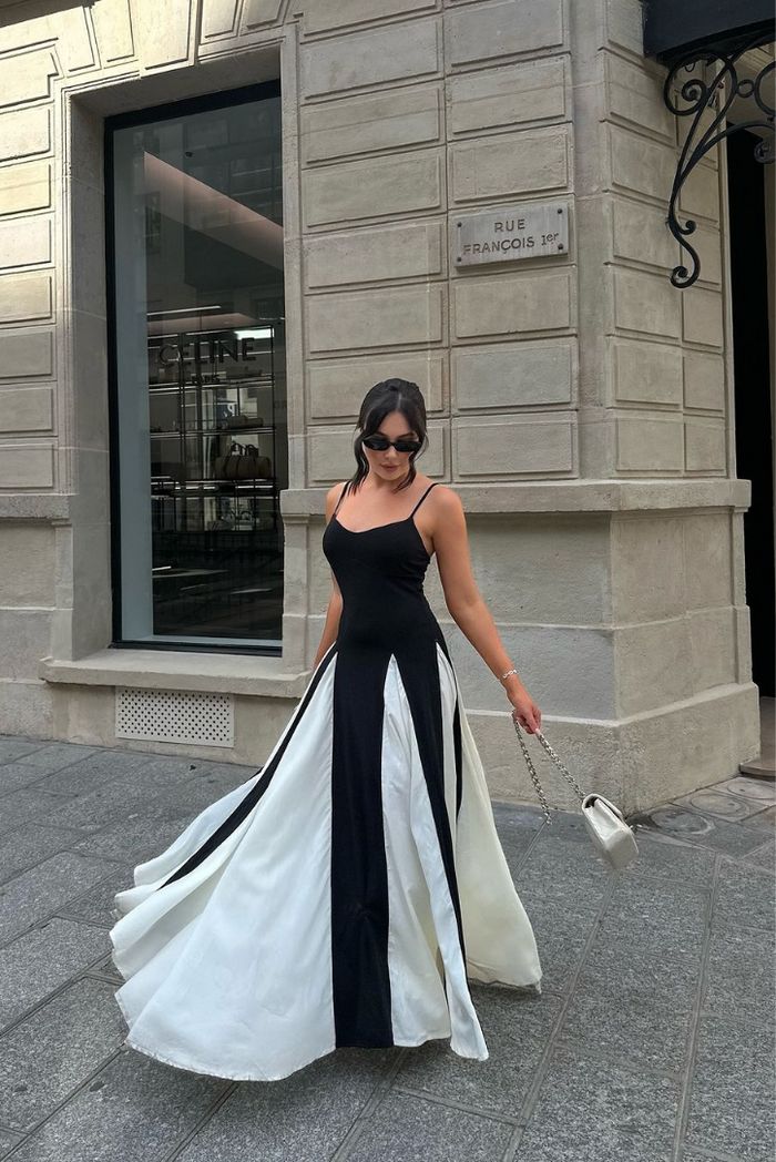 Eliana | Vestido maxi com painéis