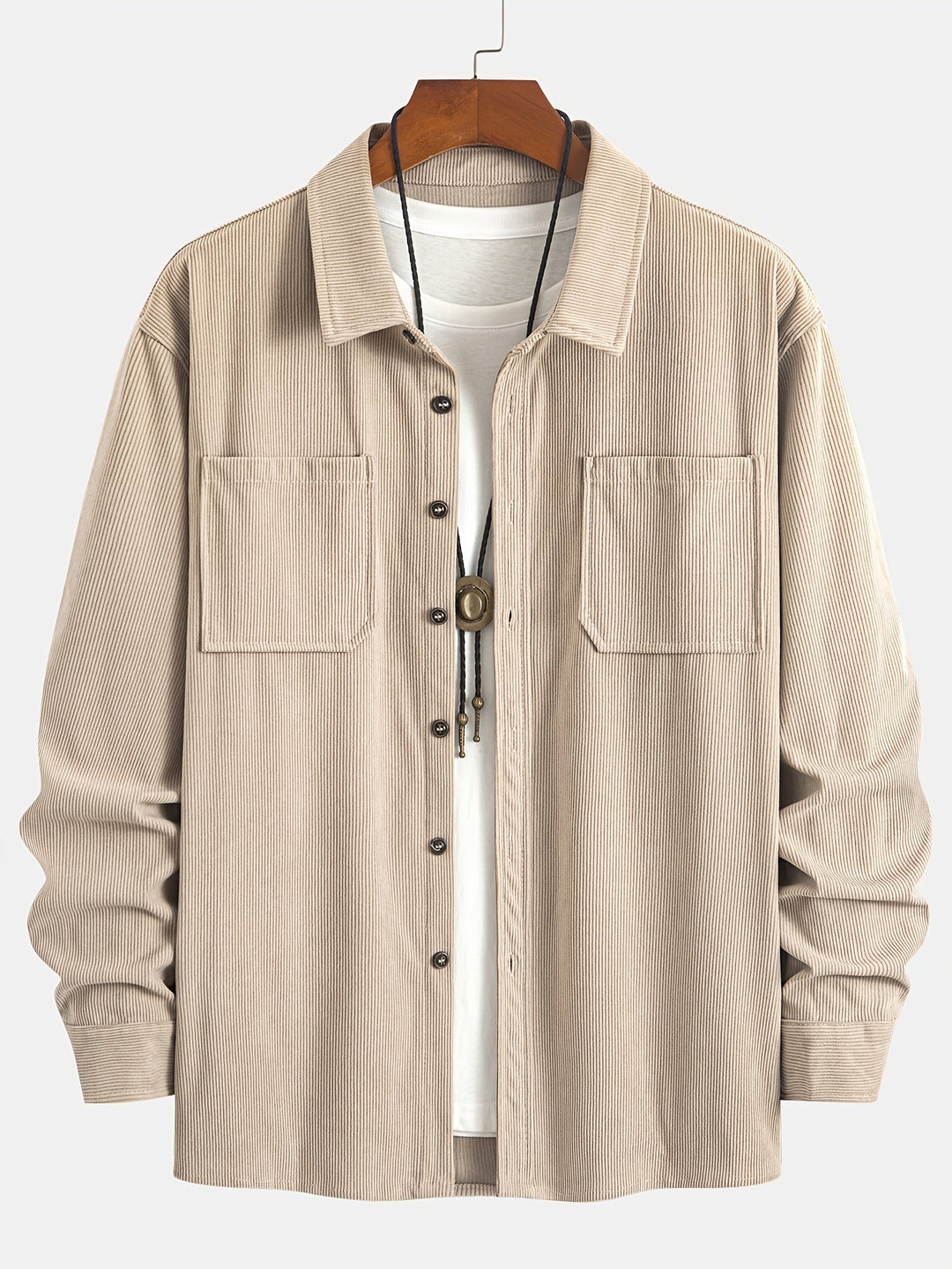 Bryce | Sobrecamisa de manga comprida para homem, com bolsos e botões