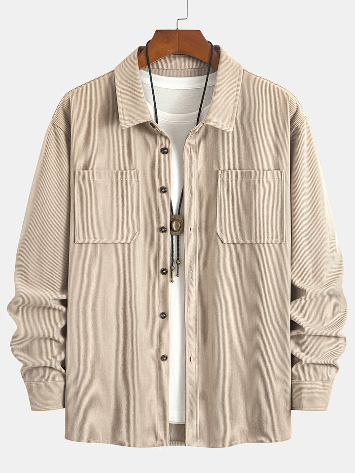 Bryce | Sobrecamisa de manga comprida para homem, com bolsos e botões