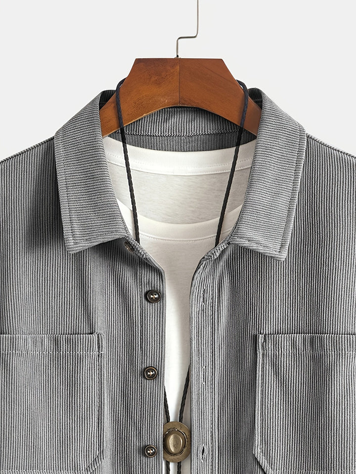 Bryce | Sobrecamisa de manga comprida para homem, com bolsos e botões