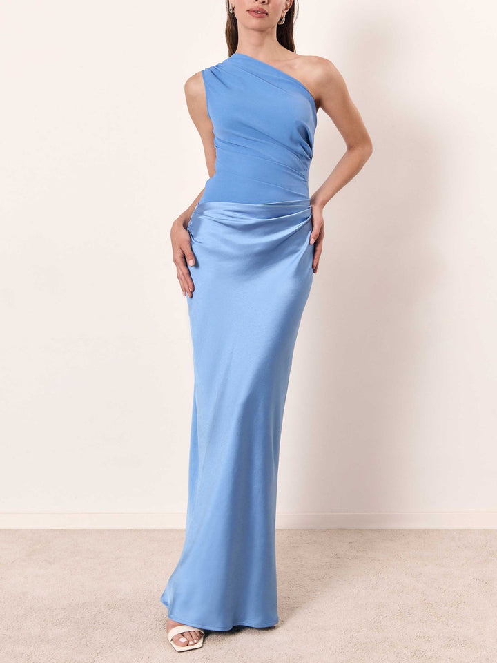 Anita™ | Elegante vestido largo de un hombro con pliegues para fiestas