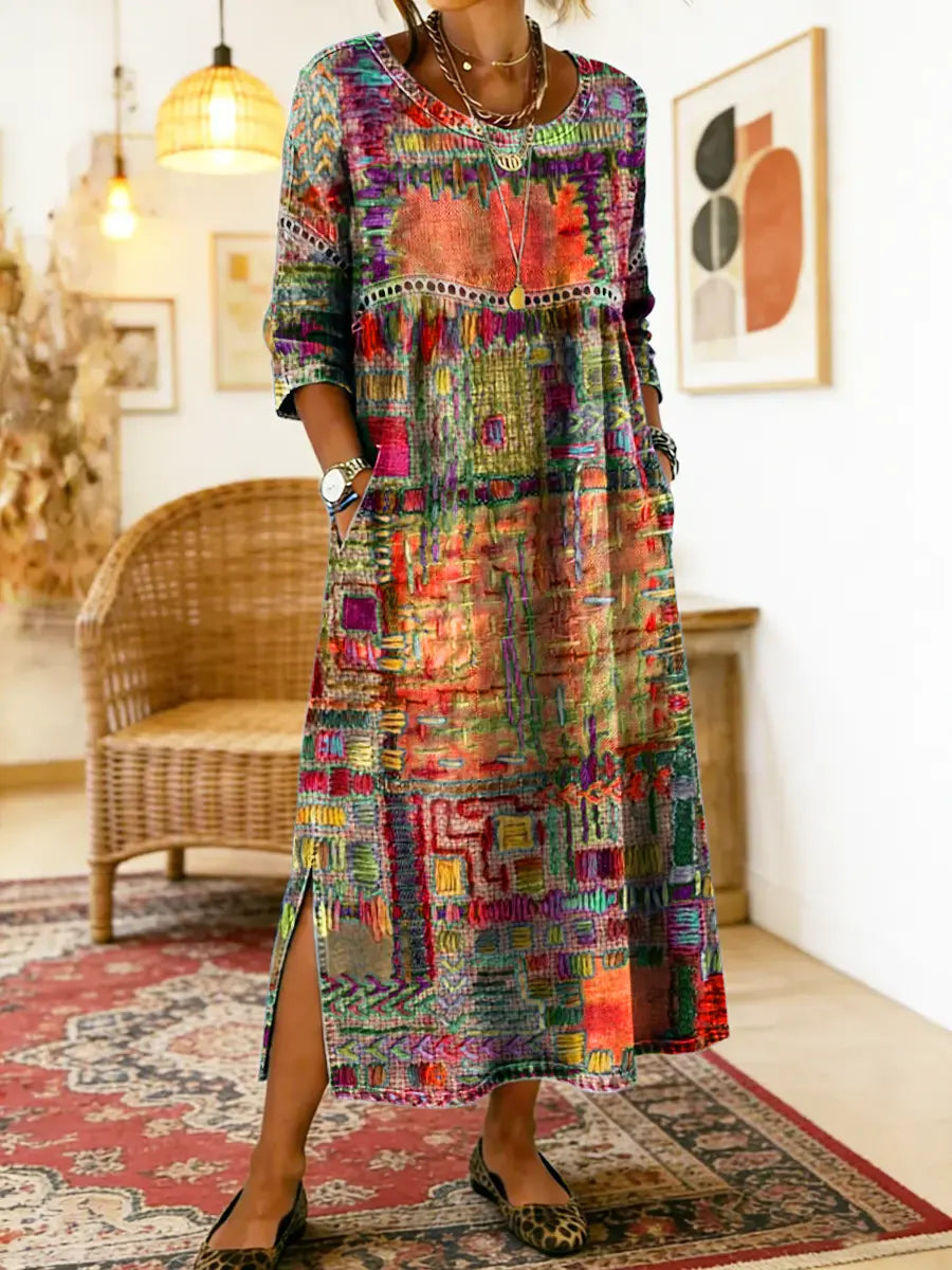 Isabelle | Vestido étnico de patchwork