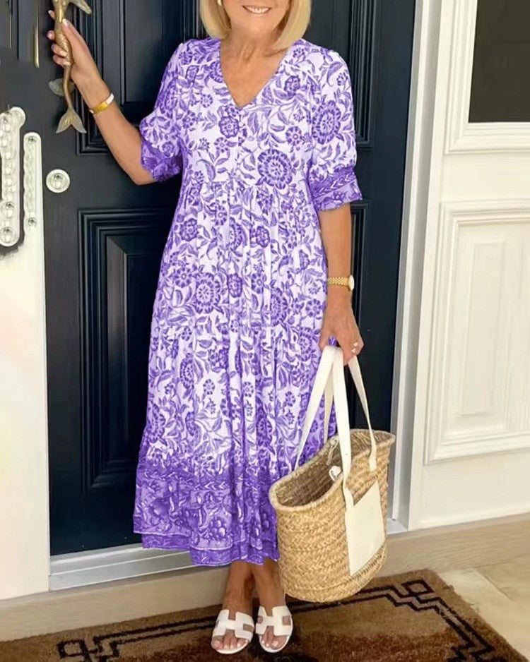Keisha | Vestido floral elegante com decote em V