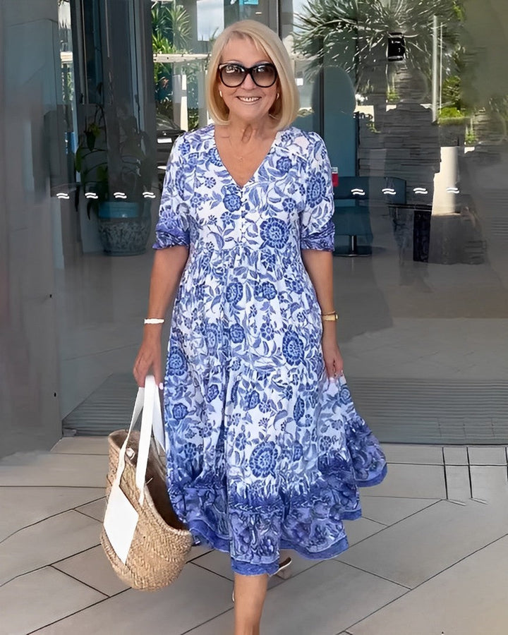 Keisha | Vestido floral elegante com decote em V