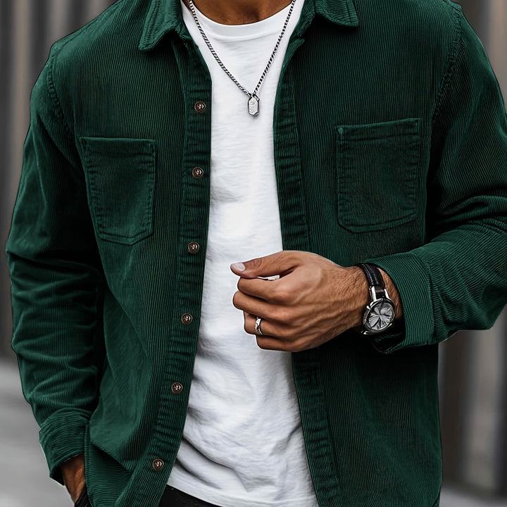Bryce | Sobrecamisa de manga comprida para homem, com bolsos e botões