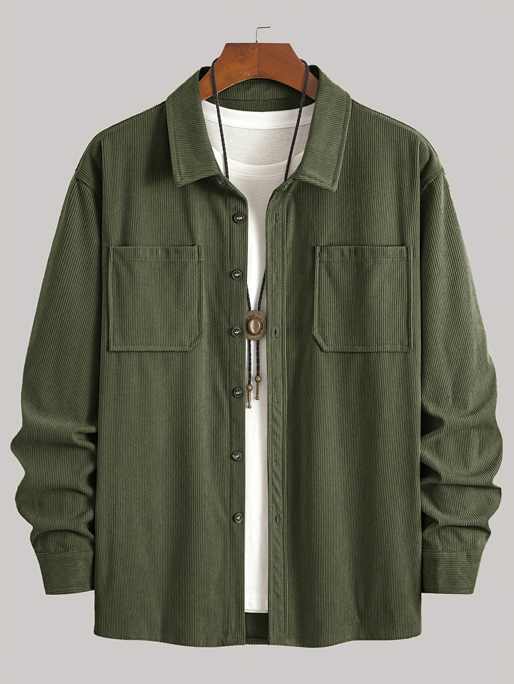 Bryce | Sobrecamisa de manga comprida para homem, com bolsos e botões