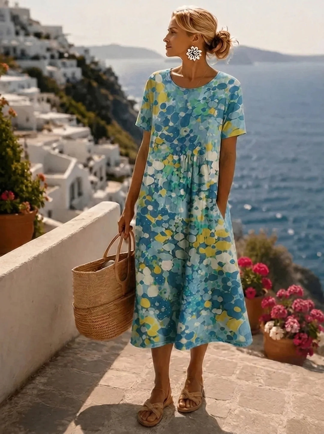 Elena | Vestido midi floral leve e arejado