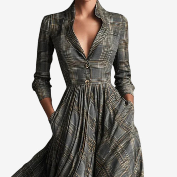 Laila™ Abito chic a quadri